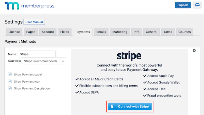 将 MemberPress 连接到 Stripe