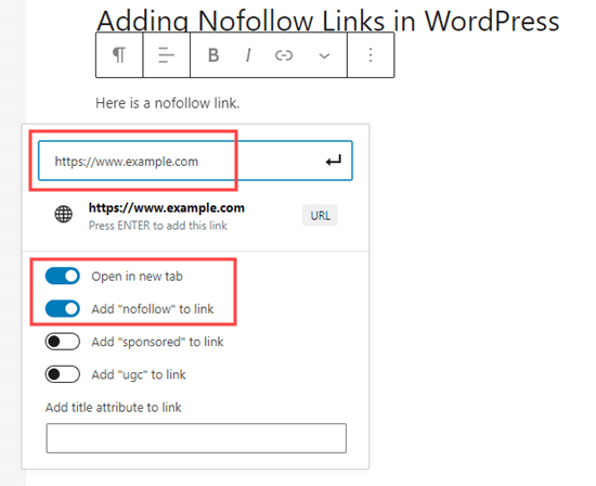 The nofollow attribute option added by All-in-One SEO