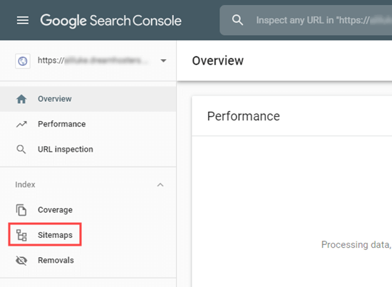 L'onglet Sitemaps dans Google Search Console