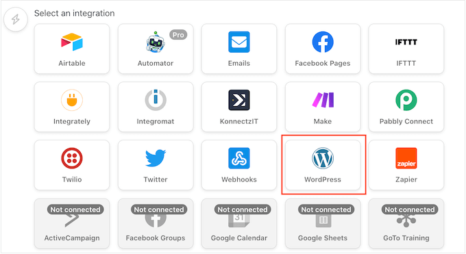 Choosing WordPress as your integration