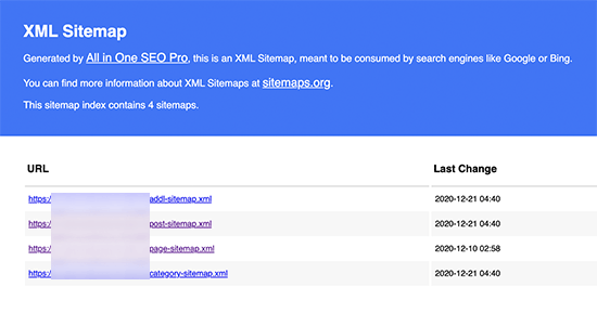 多合一 SEO XML 站点地图预览