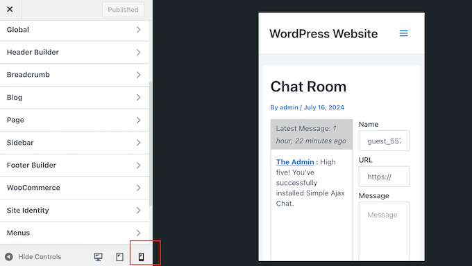 Testing your chat room on a mobile device