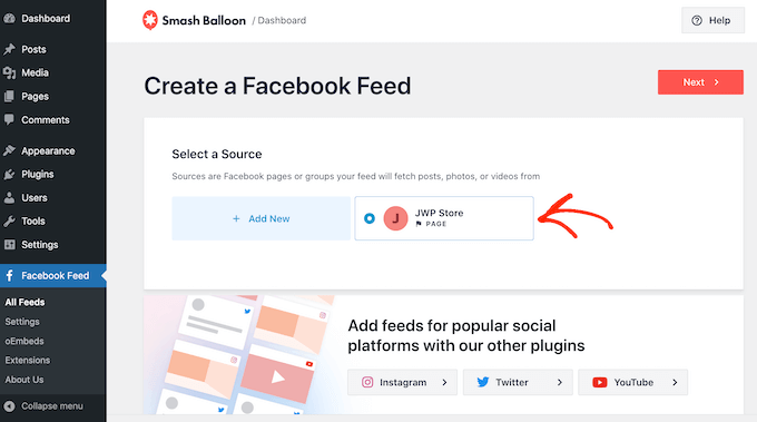 Creating a new custom Facebook feed in WordPress