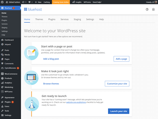 Your WordPress admin area