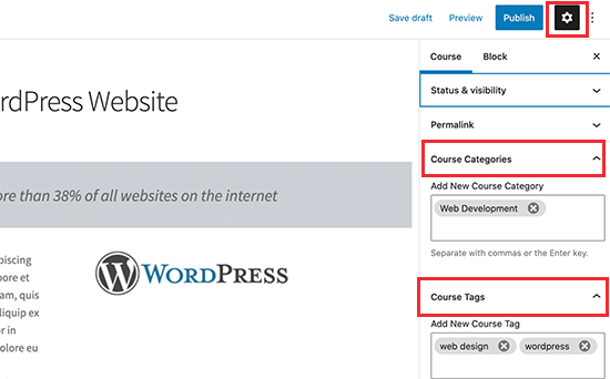 Course page settings