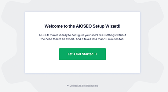 AIOSEO set up wizard