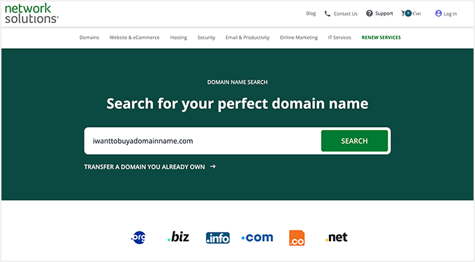 Network Solutions Domain Search