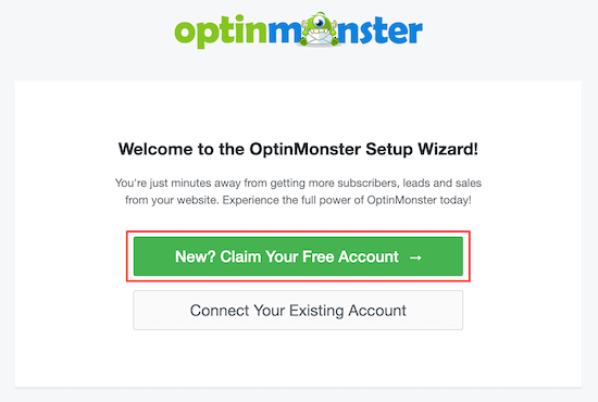 OptinMonster avvia l'installazione guidata