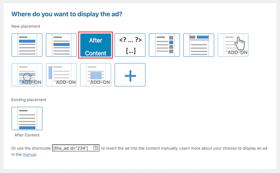 Visualizza gli annunci Amazon dopo il contenuto