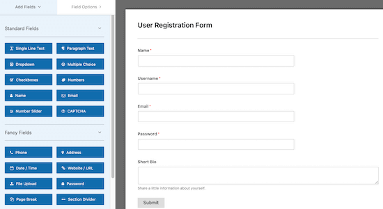 WPForms 注册表