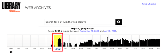 Library of congress web archive select year