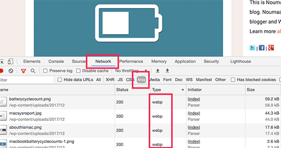 مشاهده تصاویر WebP در ابزارهای توسعه دهنده