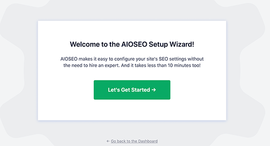 All in One SEO setup wizard