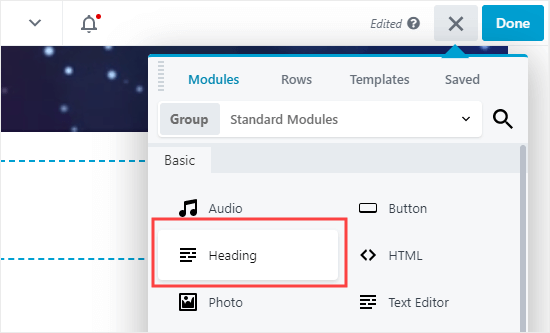 Add a heading module to Beaver Builder