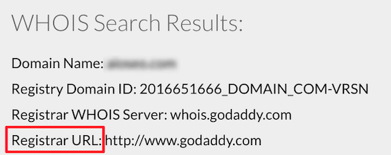 Find your current registrar or domain WHOIS information