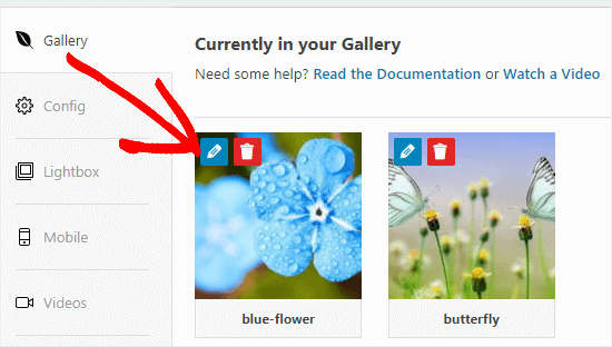  Cliquez sur le bouton Modifier pour modifier une image dans votre galerie