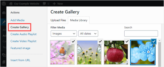  Crear una nueva galería utilizando la Biblioteca Multimedia en el Editor Clásico