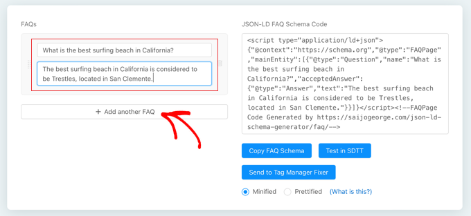 Add questions to schema generator