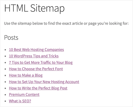 User Sitemap, HTML Sitemap