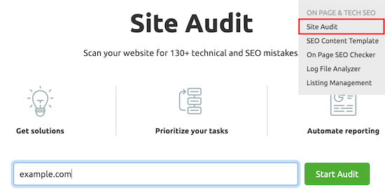 SEMRush site audit