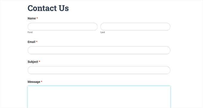 Contact form preview