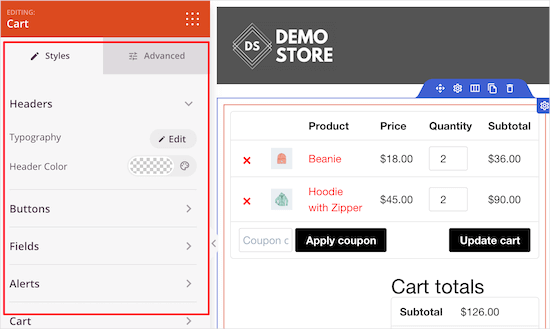 Customize WooCommerce cart block