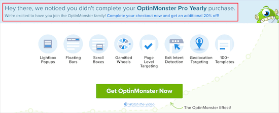 OptinMonster cart reminder