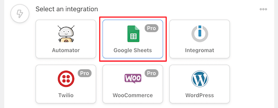 Select Google Sheets