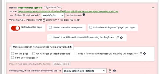 Scarica i file per una pagina particolare