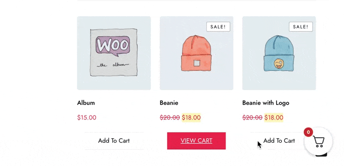 An example of a sliding side cart in WooCommerce