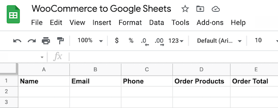 WooCommerce 到 Google Sheets 电子表格