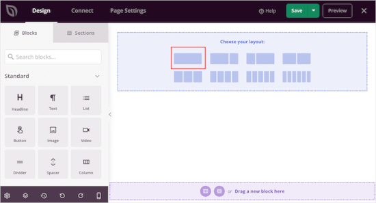 Choosing a layout for a custom page