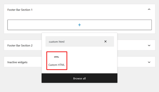 Add custom HTML widget in WordPress