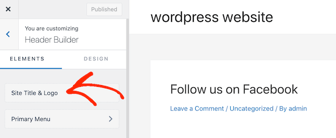 WordPress 定制器中 Astra 的网站标题设置