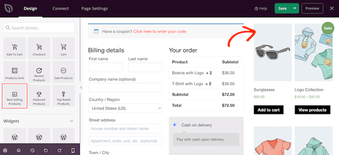 Showing your best-selling WooCommerce products on the checkout page