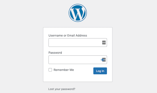 Pagina di accesso predefinita di WordPress