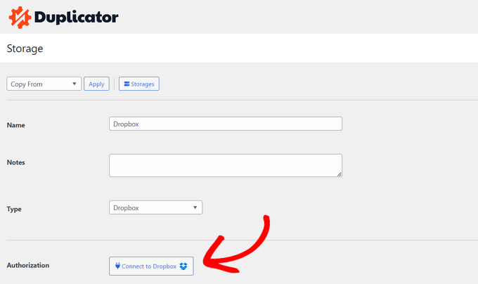 Connect Duplicator to Dropbox