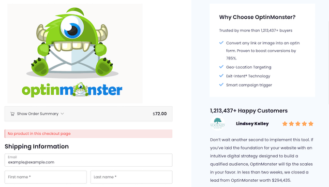 A custom checkout page, created using FunnelKit Builder