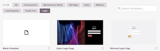 Login page templates