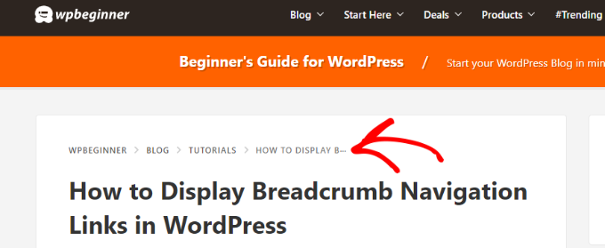 Breadcrumbs on WPBeginner