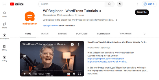 WPBeginner YouTube 