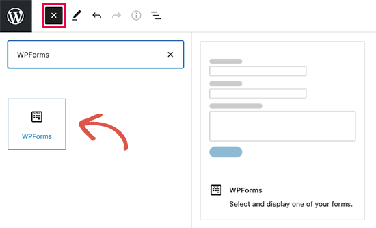 Add WPForms block