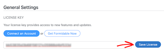 Enter formidable license key
