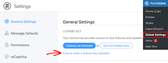 Formidable license key manual link
