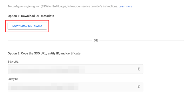 Downloading metadata from Google Admin Console