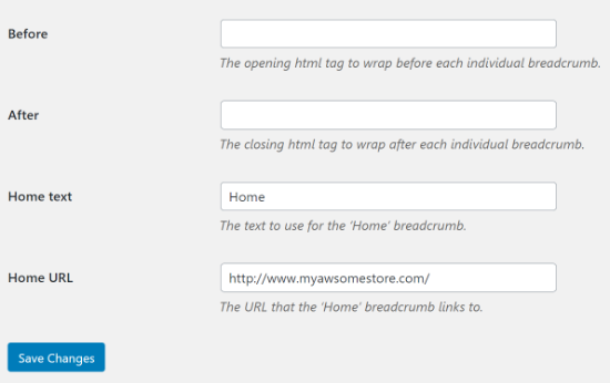 More WooCommerce Breadcrumbs settings