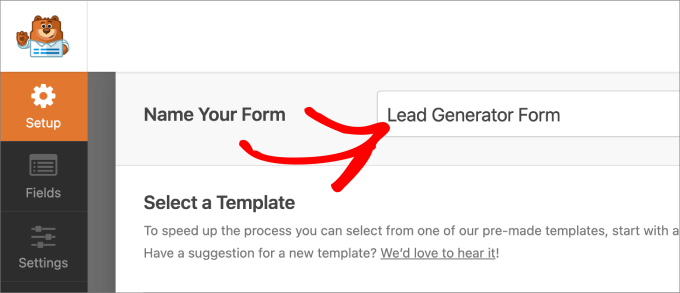 name your form wpforms