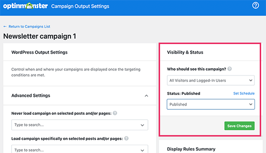 Choose campaign output