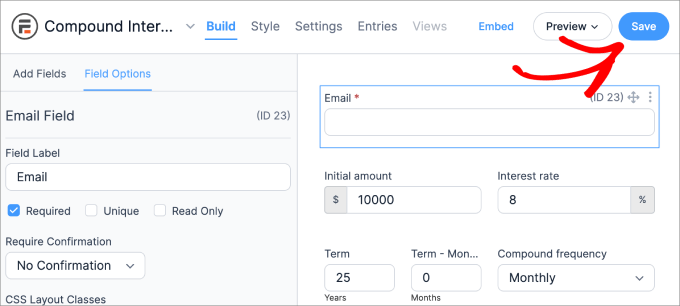 save compound interest calculator form