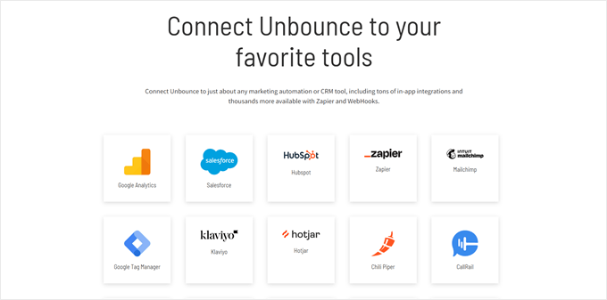 Unbounce's integrations